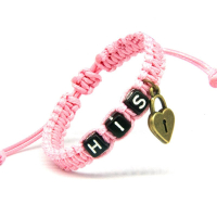 Couple bracelets | His lock, hers key | zwart, roze | relatie kado | armbandenset